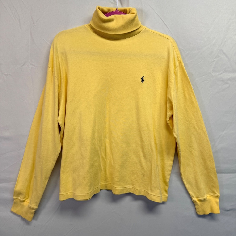 Polo Sport Turtleneck Men XL Yellow Long Sleeve Embroidered Logo Cotton